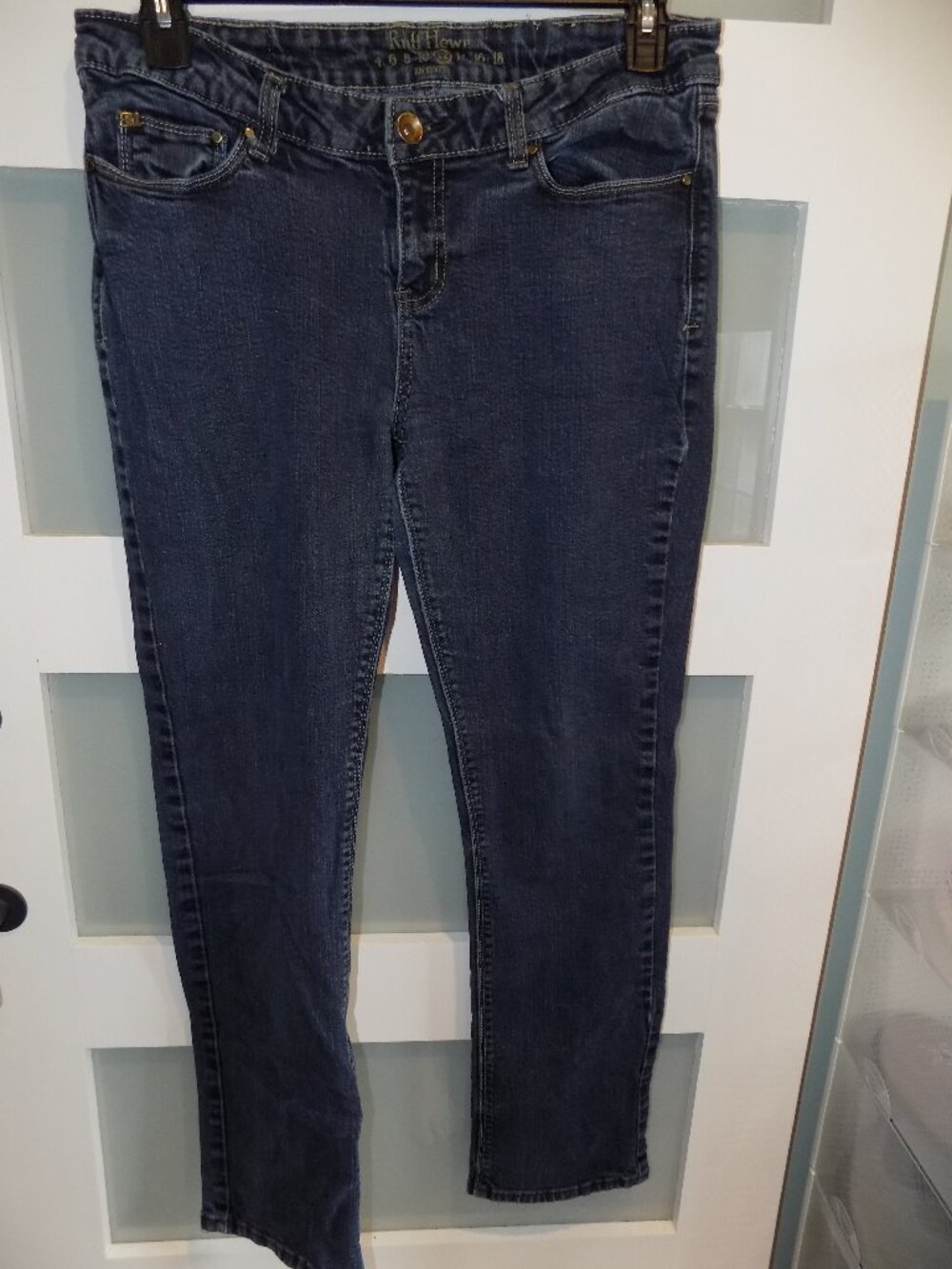 Ruff Hewn Indigo Blue Bootcut Stretch Mid Rise Denim Jeans Size 12 Women's